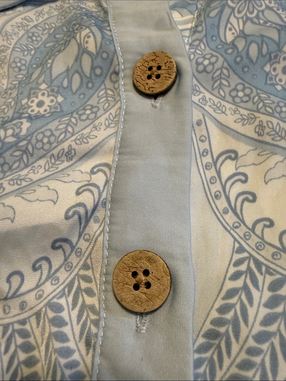 Rachel Zoe Light Blue & White Printed Button-Up Shirt - Picture 3 of 4